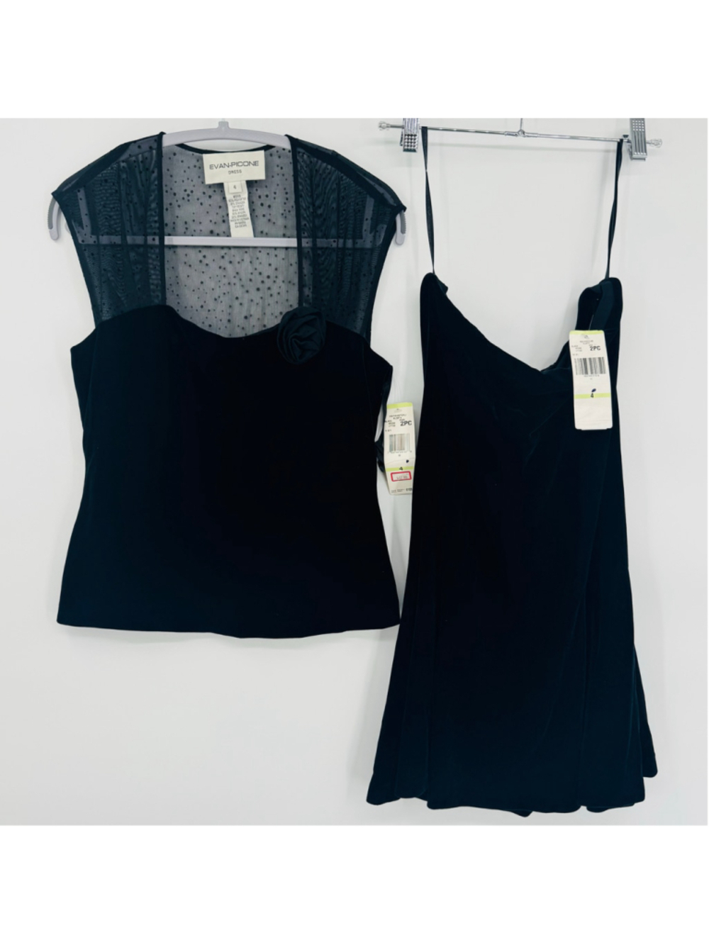 NWT 90’s Evan-Picone Black Velvet 2-Piece Skirt Set, Size 4 Vintage Deadstock